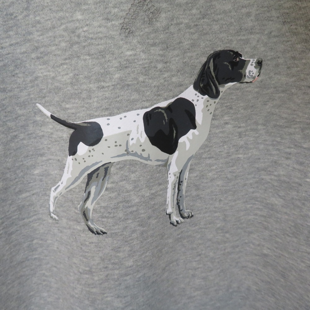 J.Crew Authentic Fleece Grey Dog Graphic Sweatshirt Mens Large Hunting Pointer